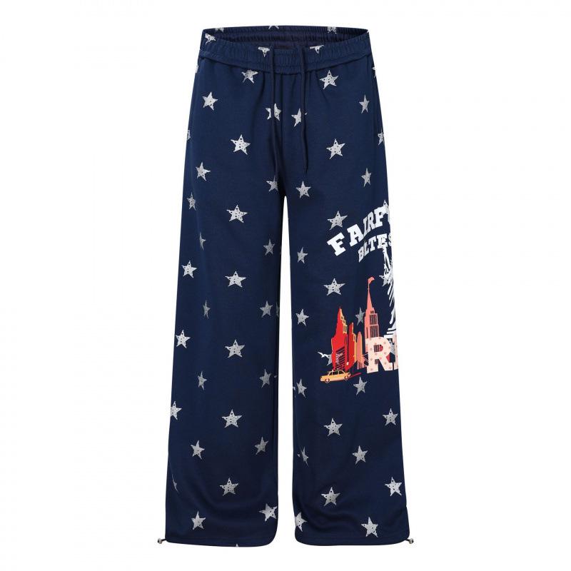 Guan Qu 2026 Spring Retro American Full Print Unisex Sweatpants Large