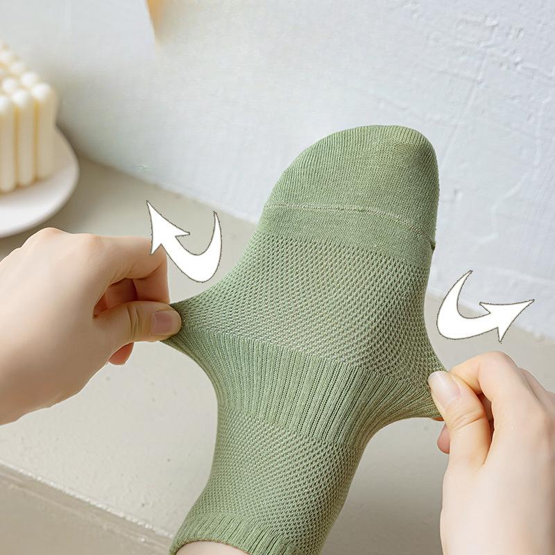Summer Thin Pure Cotton Women's Socks, Summer Mesh Breathable Boneless Solid Color Pure Cotton Short Socks
