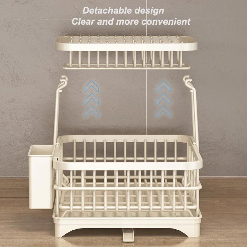 2-Tier Dish Drying Rack Large Dish Bowl Racks for Countertop Large Kitchen Detachable Capacity Dish Drainer Organizer