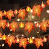 LED Pumpkin & Maple Leaf String Lights for Outdoor Halloween & Thanksgiving Decor
