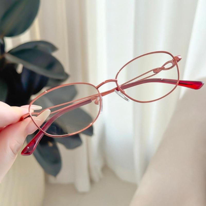 Metal Oval Blue Light Blocking Presbyopia Glasses Stylish Small-Frame Minimalist and Versatile Women Reader Eyewear 0 To +4.0