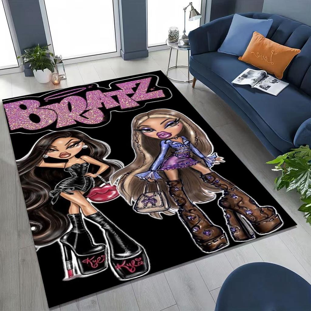 Fashion Girls Bratz Doll Cartoon Art Rug for Bedroom Living Room Sofa Home Doormat Decor,Large Kids Play Non-slip Floor Mat Gift