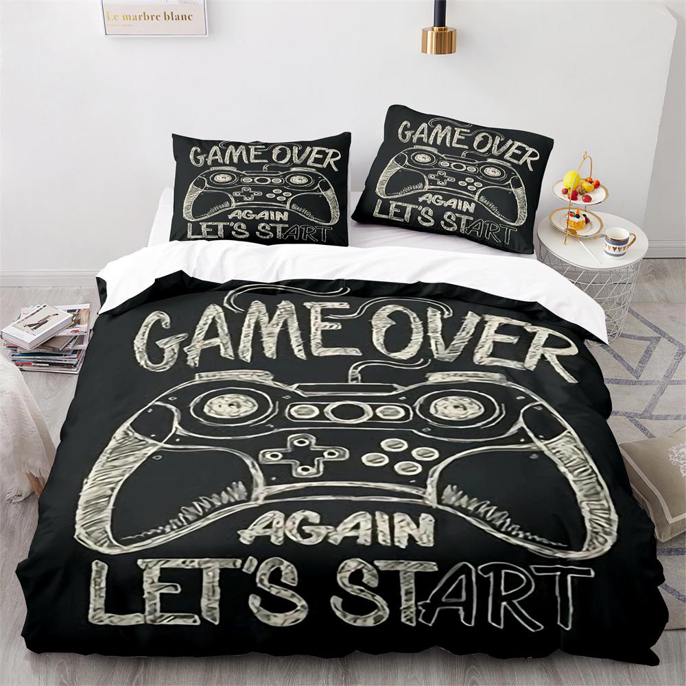 Blue Purple GamePad 3D Print Bedding Set Cozy Soft Duvet Cover King Queen Twin Size Birthday Gift for Boys Bedroom Decoration