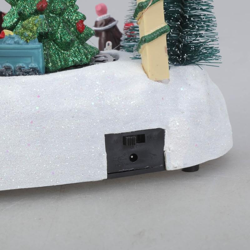 Ecological Friendly Resin Rotating Music Box Christmas Decors with Builts In Music Player and Ambients Lighting Systems