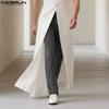 INCERUN Men Elastic Waist Striped Casual Long Harem Pants Trousers Bottoming
