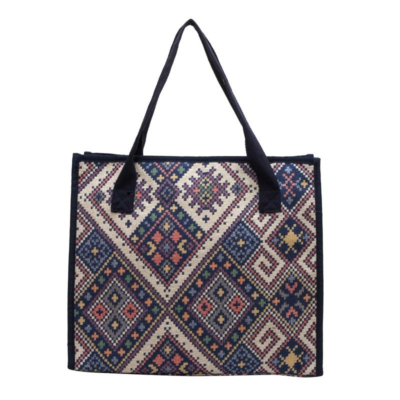Large Capacity Ethnic Canvas Bag for Women In Autumn and Winter Fashion Mommy Bag for College Students In Class One Shoulder Tote Bag