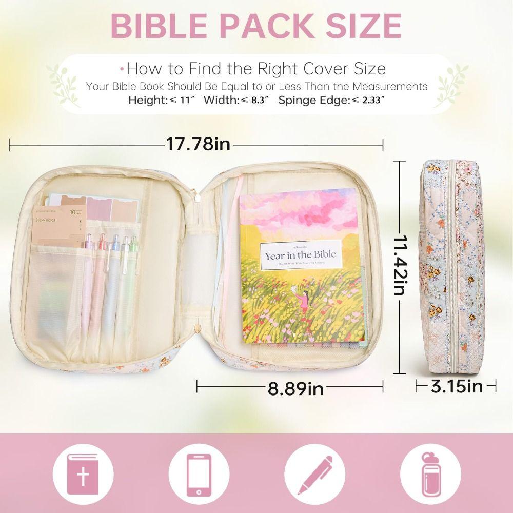 Floral Bible Cover Large Capacity Church Bag Fashion Bible Bag  for Christian Gifts