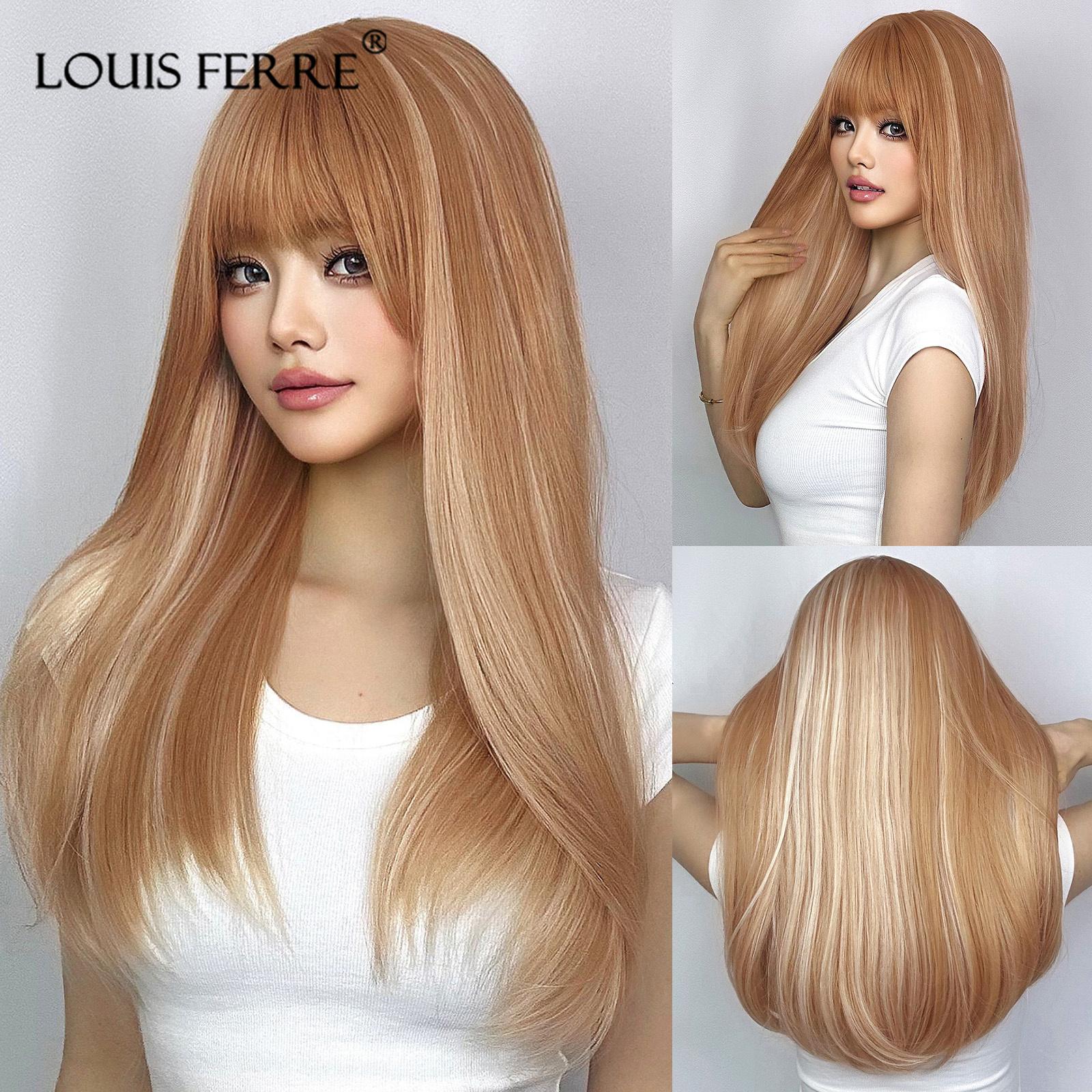 

Длинный прямой светлый белый синтетический парик с челкой, парики для косплея для женщин, термостойкие