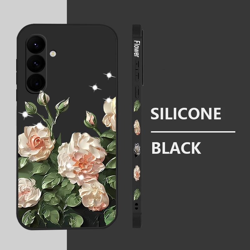 Rose Flower Paintings TPU Case For Samsung Galaxy S24 S25 FE S26 S25 S23 S22 Ultra A17 A56 A16 A55 A25 A15 A36 A54 5G Lanyard Soft Cover