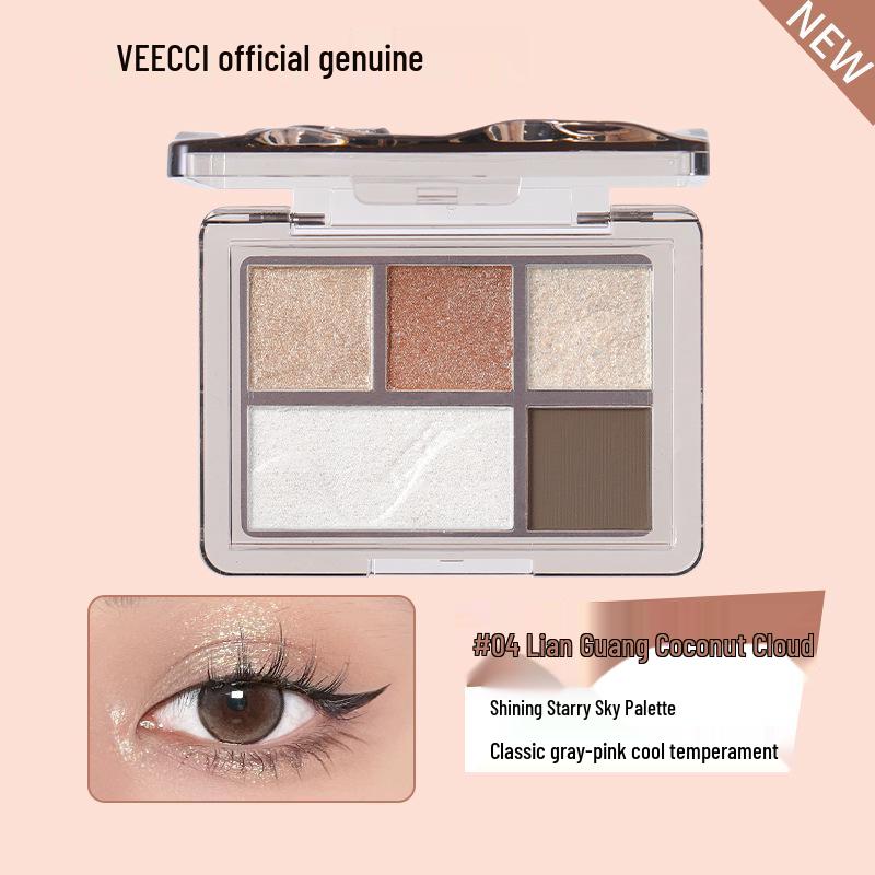 

Veecci Dreamy Five-Color Eyeshadow Palette for Beginners - Shimmer and Matte Earth Tones 5.2G