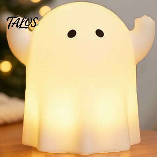 Simple Operation for Children Cute Resin Ghost Night Light Bedroom, Decorative Warm LED Lamp Small Figure Halloween Party Desk Decor, Battery Operated