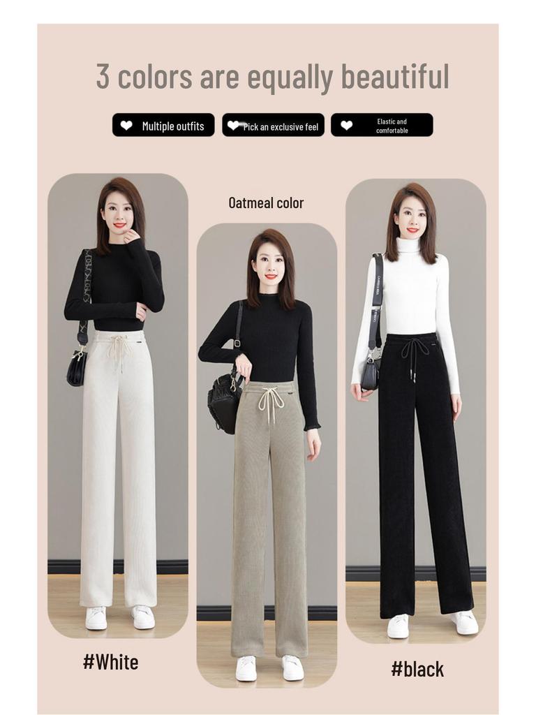 Woodpecker Women's High-Waist Fleece Lined Wide-Leg Pants Autumn/Winter 2025