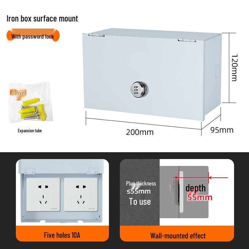 Weatherproof Surface-Mount Outdoor Electric Scooter Charging Socket with Lock, 86 Type 10A.