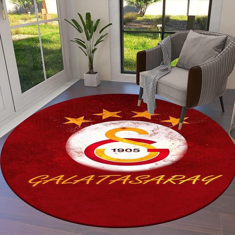 Galatasaray S Round Area Rug,Carpet Rug for Living Room Bedroom Sofa Playroom Decor,Non-slip Floor Mat