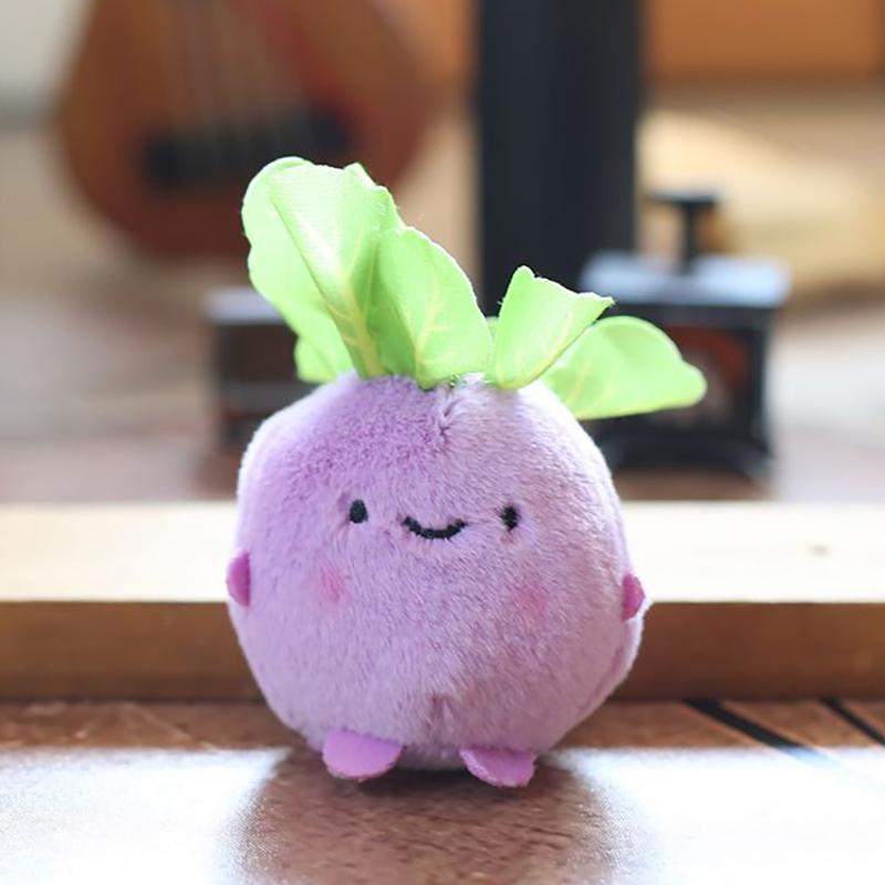 

12Cm Cartoon Cute Vegetable Turnip Pendant Plush Toy Doll Keychain Backpack Decoration Pendant Accessories Gift For Children фіолетовий