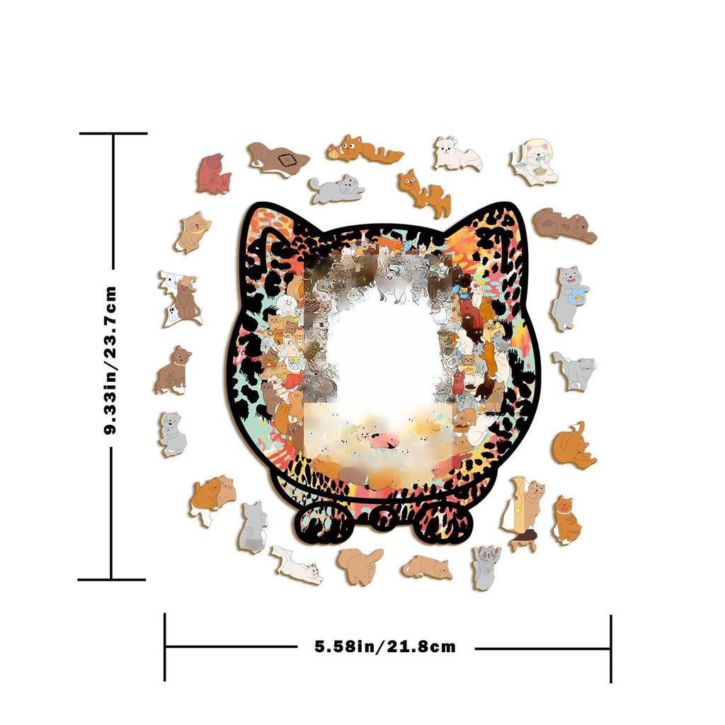 Kitten Puzzle Toy Wooden Special-Shaped Puzzle Low Version Decompression Manual Puzzle