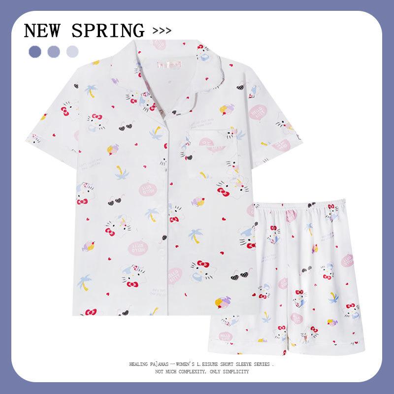 "Crayon Shin-chan" Large Size Women's Pajamas Women's Summer Short Sleeve Japanese Student Cartoon Cute Loungewear Set