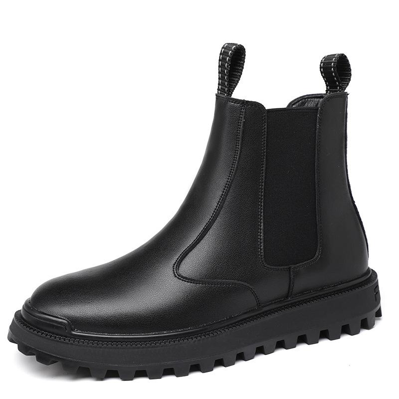 

Fashion men s fashion chelsea boots grey original leather shoes cowboy autumn winter boot party banquet dress platform ankle botas mans 270 чёрный