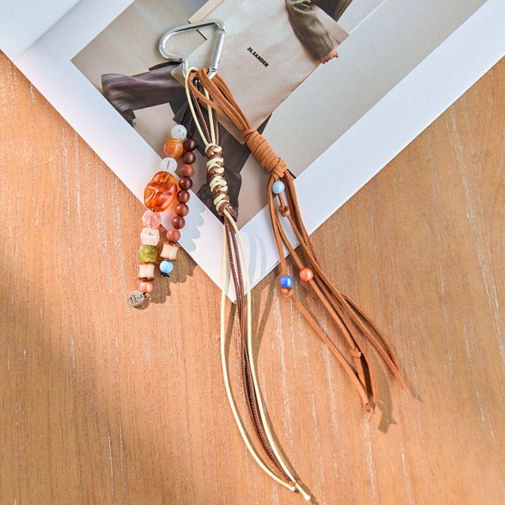 Acrylic Beaded Mobile Phone Lanyards Racket Braided Rope Keyring  Girls Couple Girlfriends