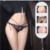 Sexy and alluring bow-tie lace panties for women, adjustable, hollowed-out see-through mesh, breathable low-waisted briefs