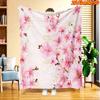 1pc 2D Flat Printing Spring And Summer New Arrival Pink Cherry Blossom Digital Print Blanket, All-Season Use, Casual Throw, 100% Polyester Fiber Soft