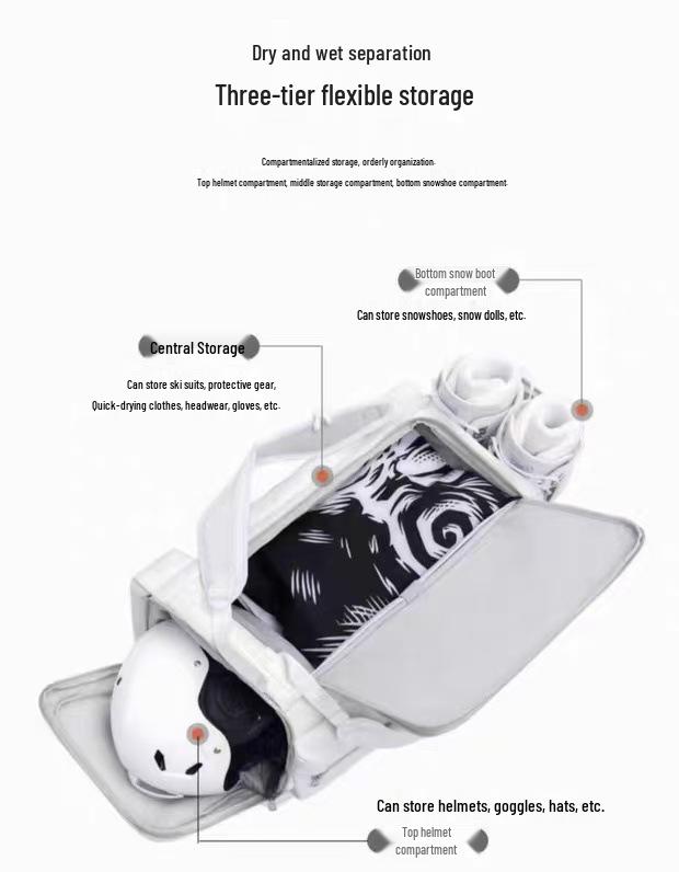 Waterproof Ski Backpack with Board Holder, Large Capacity & Separate Shoe Compartment