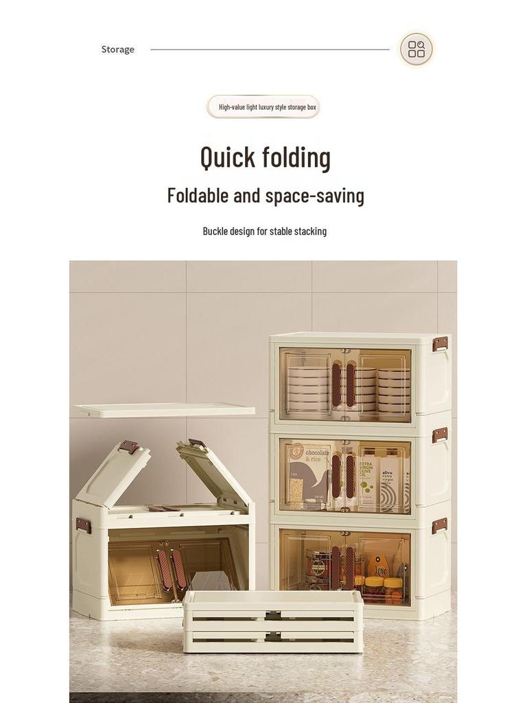 Wielowarstwowy Składany Plastikowy Stojak do Przechowywania Przekąsek i Drobiazgów z Podwójnymi Drzwiczkami