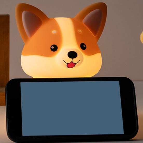 Rechargeable Nursery Light Portable Corgi Night for Nursery, Silicone LED Bedside Lamp with Touch/Remote Control & 30-Minute Timer, Dimmable