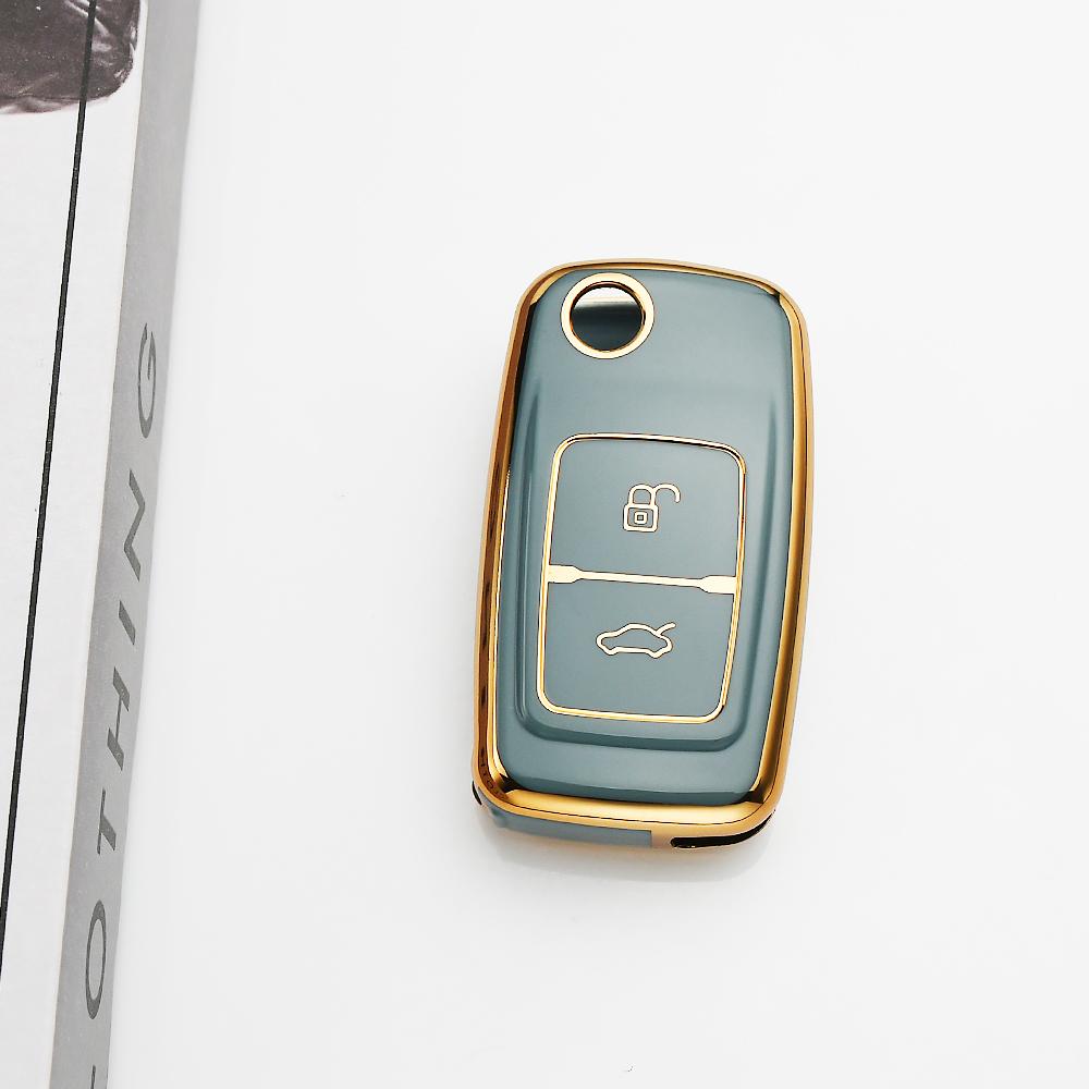 Gold Edge Soft Tpu Car Key Case Cover Keyless Fob Shell Holder Protector For Chery Tiggo Tengo Fulwin 2 Cowin A3 A5 A13 M11 E5