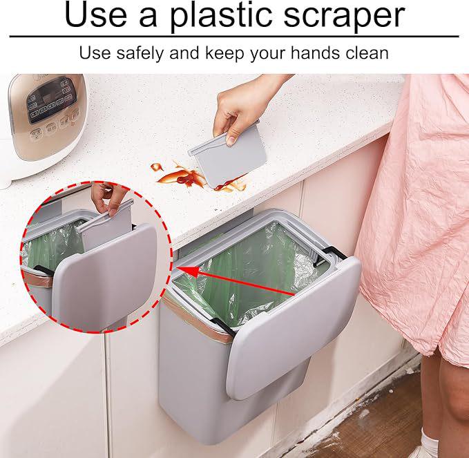 Large Capacity Wall-Mounted Trash Can with Lid for Kitchen, Office, and Bathroom