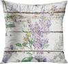 Flowers Lavender Linen Pillowcase Wedding Decorative Pillow Case For Home Pillow Cover 45X45(One Sides)