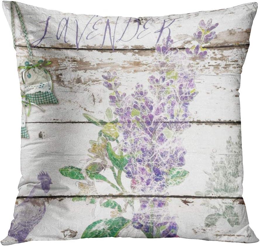 Flowers Lavender Linen Pillowcase Wedding Decorative Pillow Case For Home Pillow Cover 45X45(One Sides)