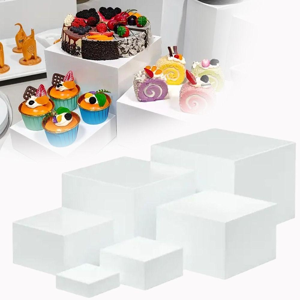 6pcs/set Space Saving Buffet Riser Acrylic Storage Box  For Party Wedding Toy Figure Jewelry Display