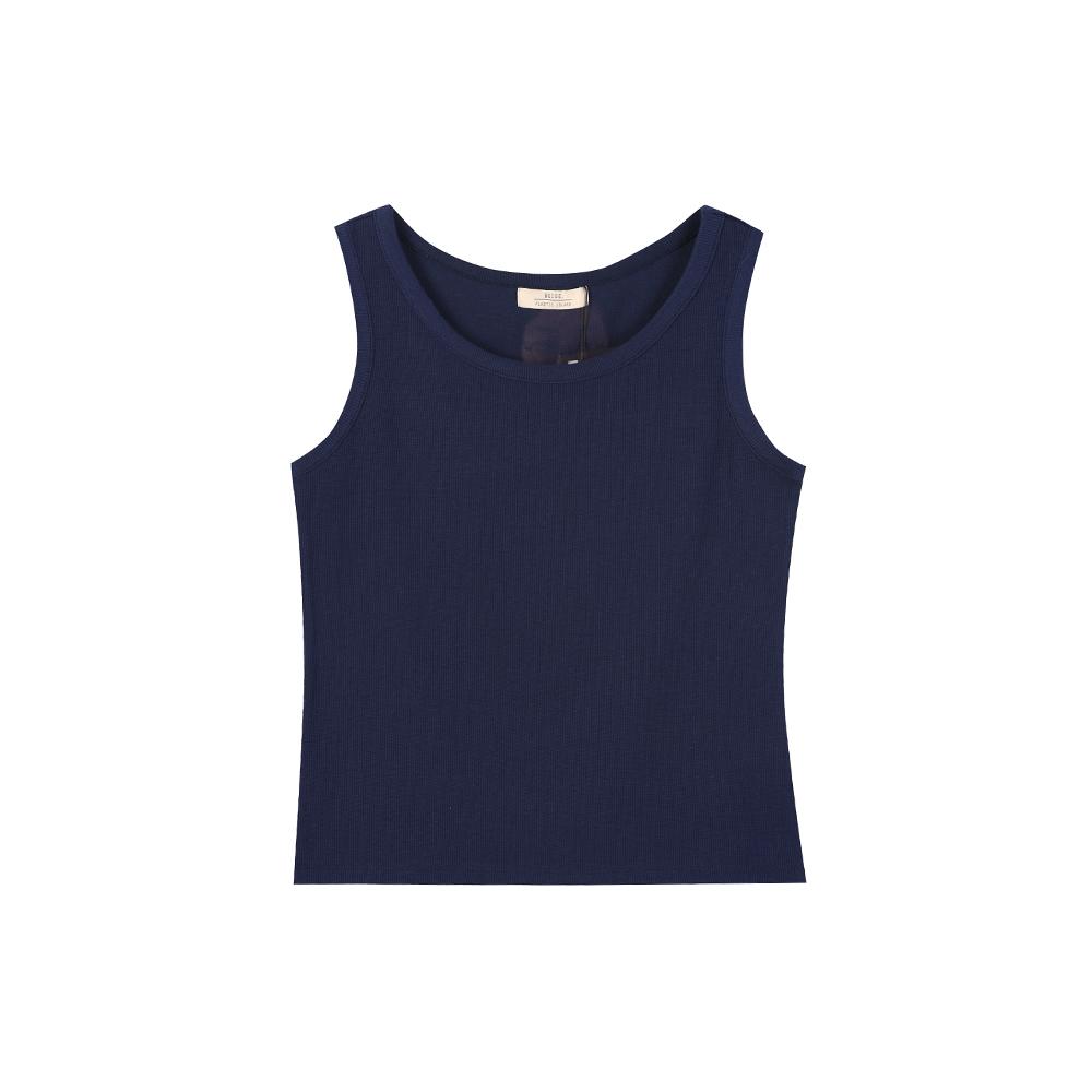 PLASTIC ISLAND [Beige] Ribbed Sleeveless Top Ps7Ct401