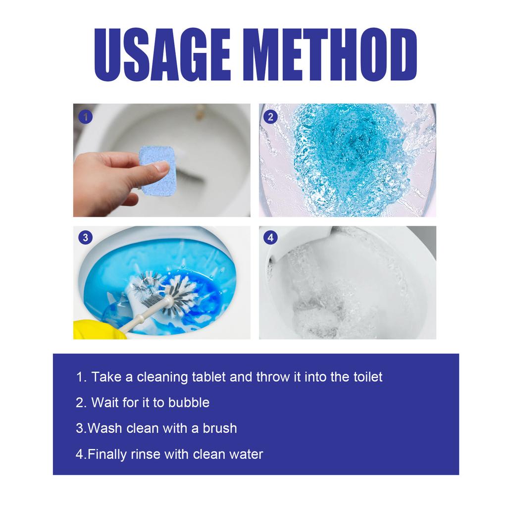 12pcs/box Toilet Cleaner Effectively Remove Stains Yellow Dirt Bacteria Odors Multifunctional Toilet Cleaning Agent
