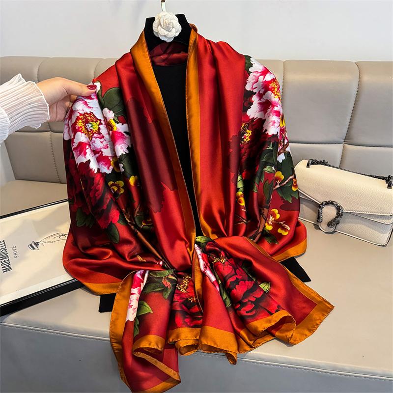 Women 180*80cm Cute Fashion Women's Soft Silk Missing Hijab Escarning Foulard Bandanna Silencers Beach Pareo