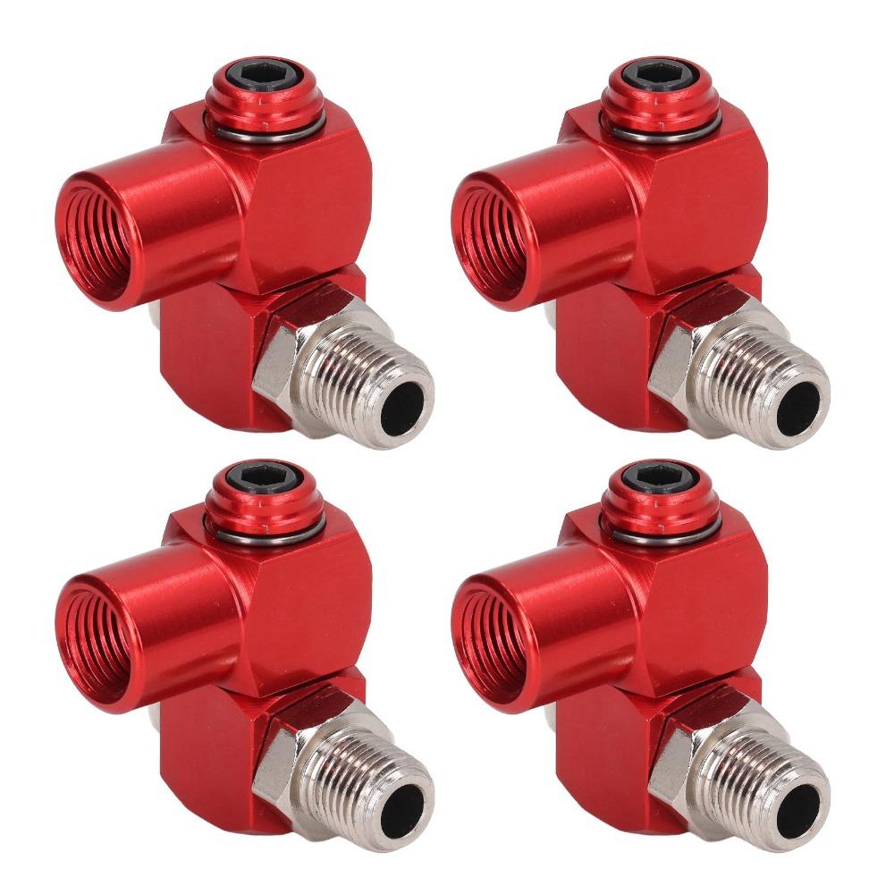 4 PCS 1/4 Inch Size Swivel Air Hose Connector Red Aluminum Air Tool Swivel Fitting 360 Degree Rotation NPT Thread