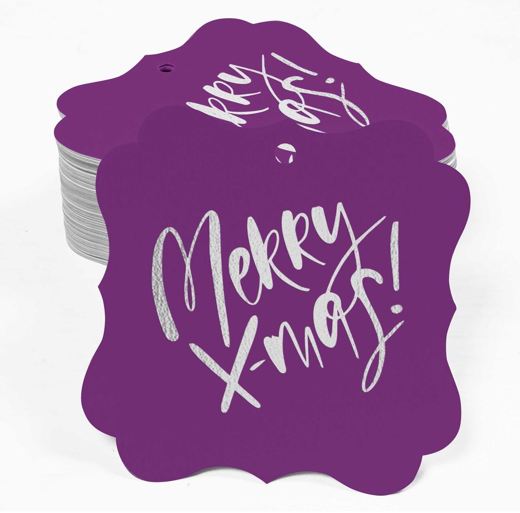 Inkdotpot Pack Of 100 Real Gold Foil Bracket Shape Paper Tags Merry X-Mas Christmas Favor Hang