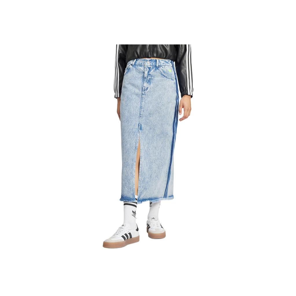 adidas X Ksenia Schneider Lockerer Vintage-Stil Denim Maxirock Damenröcke Hellblau IW5665