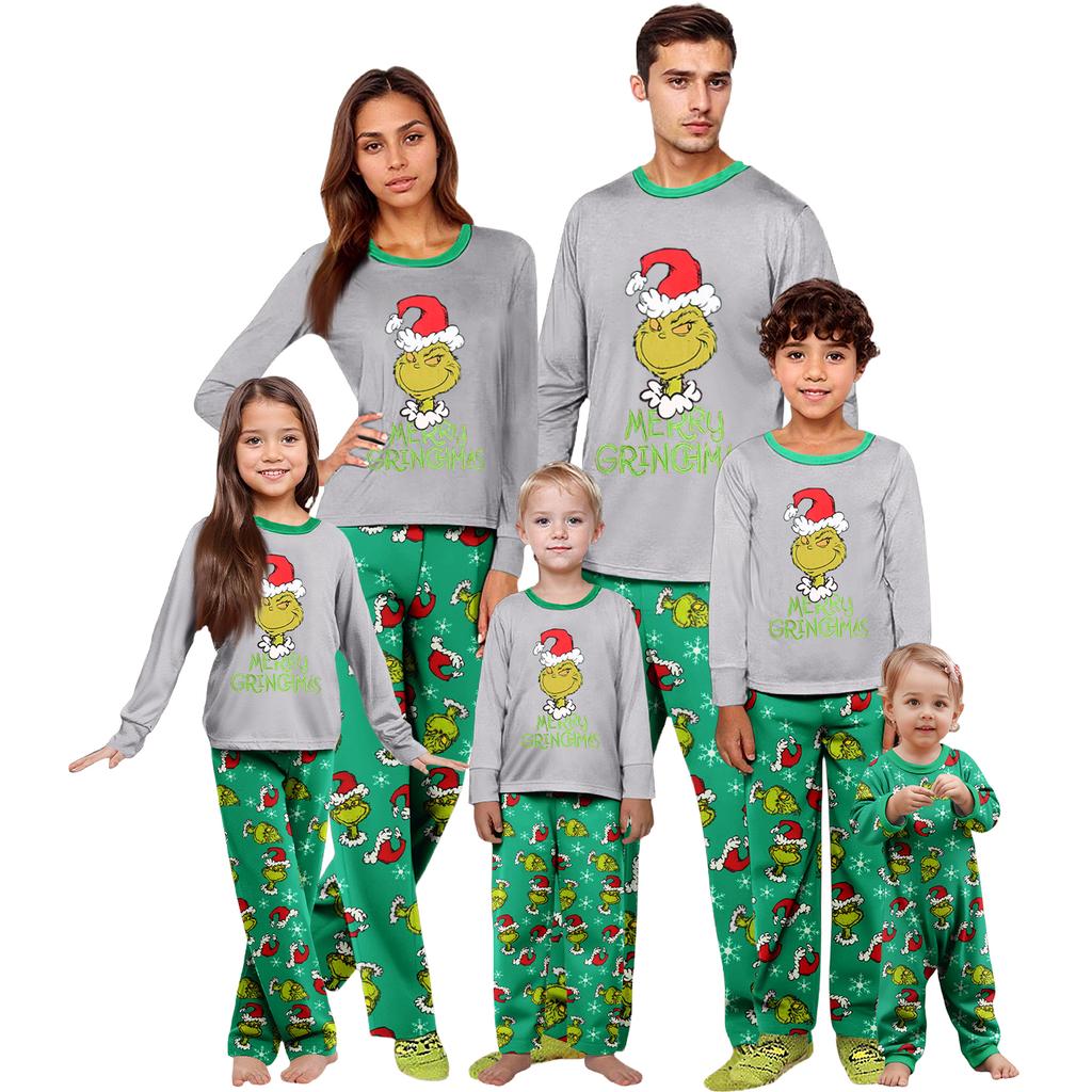 Parent-child Christmas Print Home Suit Long-sleeved Top And Pants