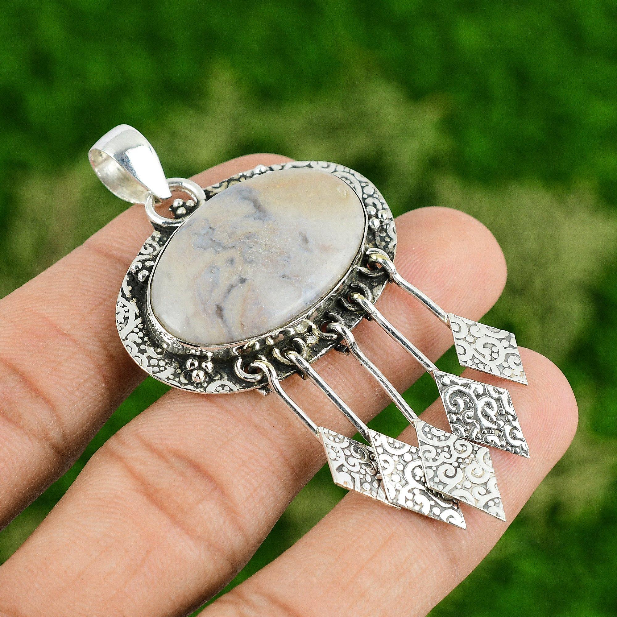 

Распродажа ко Дню дочери Подвеска ручной работы из серебра 925 пробы с самоцветом фарфоровой яшмы