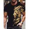 Summer Daily Casual Men's Short-sleeved Top New Outdoor Sports Men's Loose T-shirt Urban Street 3D Lion Print Men's T-shirt