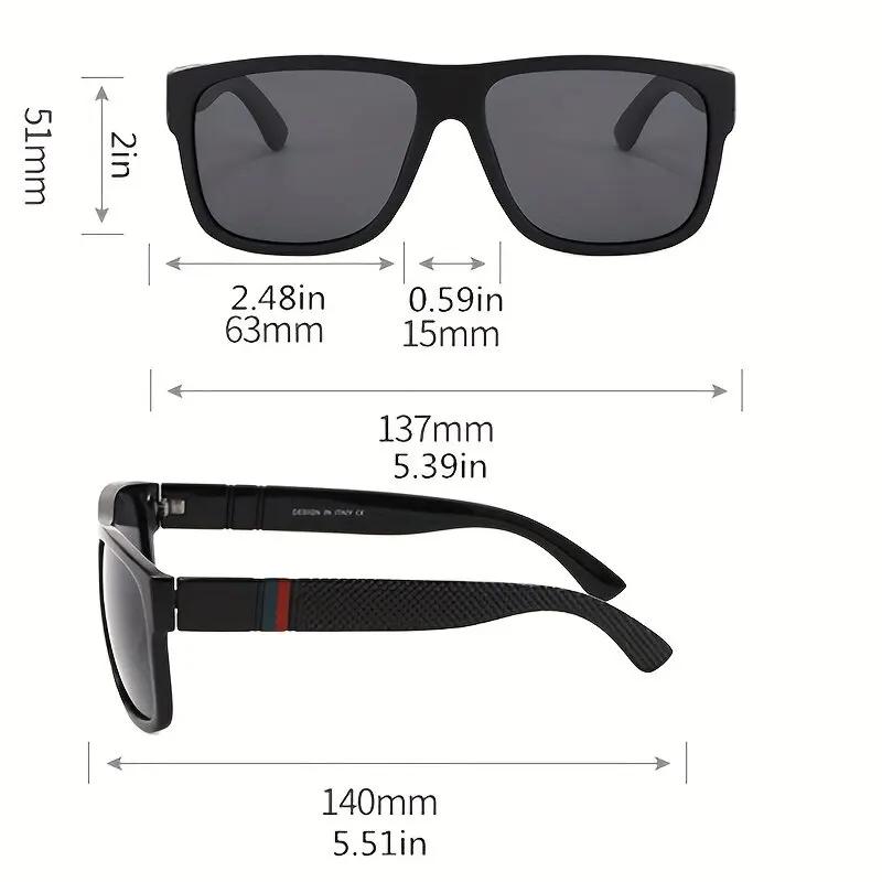 3PCS Fashion Square Polarized Sunglasses Men Vintage PC Male Sun Glasses Women Stylish Black Sport Shades