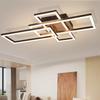 NETTLIFE Rectangular Black Wood LED Ceiling Light, 3 Frames, Warm White 3000 K, Modern Design for Living Room Bedroom Dining Room