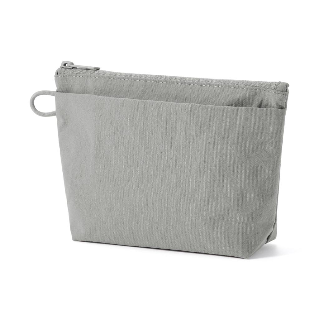 MUJI Wrinkle Nylon Gusseted 21 x x 6 84475689 Pouch, Gray, Medium, Approx. 13.5 cm,