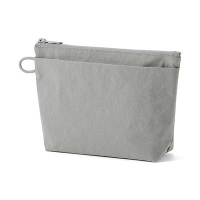 MUJI Wrinkle Nylon Gusseted 21 X X 6 84475689 Pouch, Gray, Medium, Approx. 13.5 Cm,