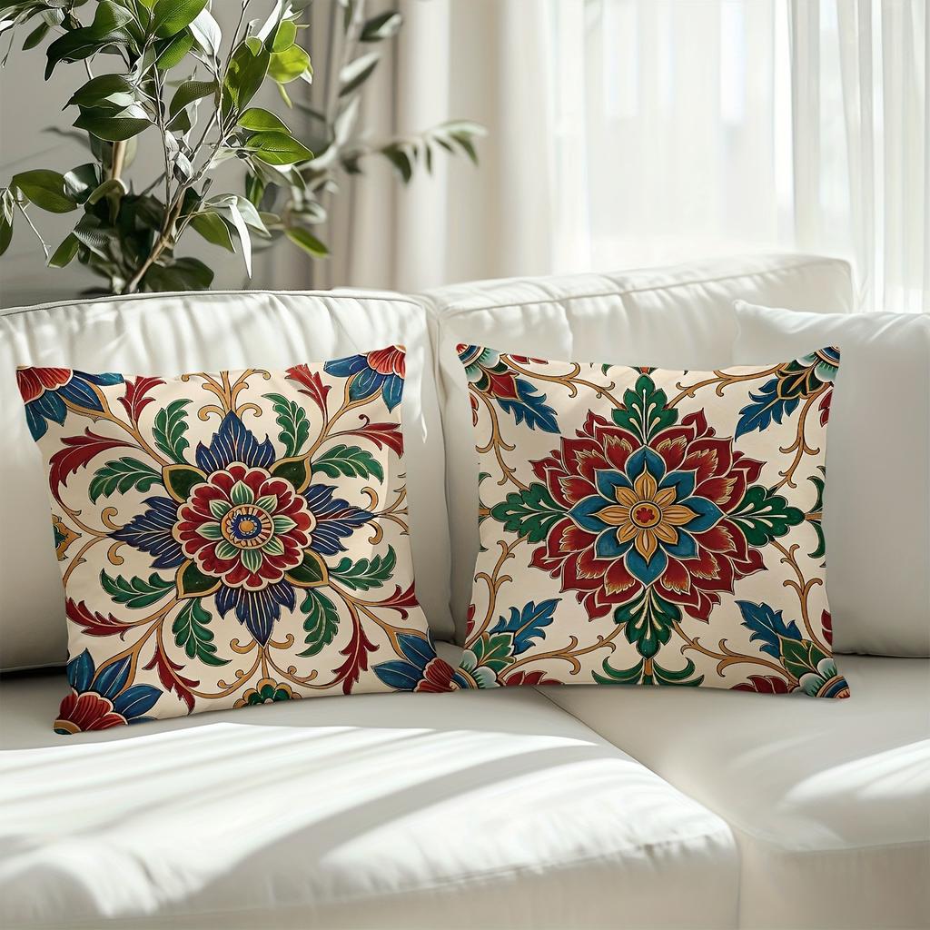 Vintage Floral Paisley Pattern Pillow CoversLiving Room Sofa Cushion Cover, Soft and Comfortable, Bedroom Room Decoration