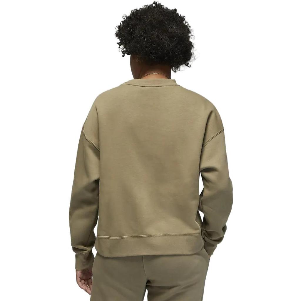 Jordan Classic Jumpman Logo Embroidered Crewneck Sweater Women Sweater Olive-Green DQ4463-351