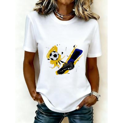 2026 Casual Women's Short-Sleeve T-Shirt with USA-Canada-Mexico World Cup Football Match Print