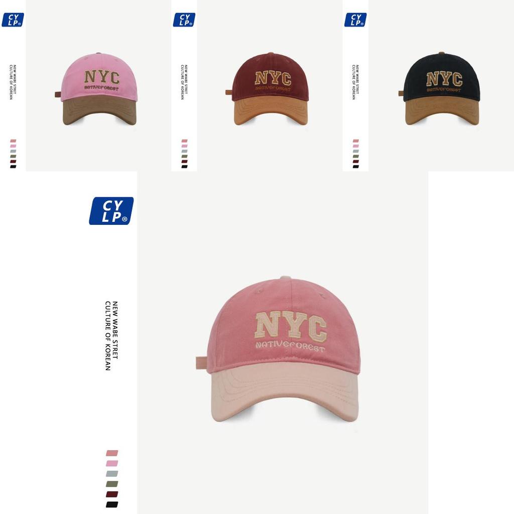 Fashionable Nyc Letter Embroidered Baseball Cap Unisex Street Style Color Block Design